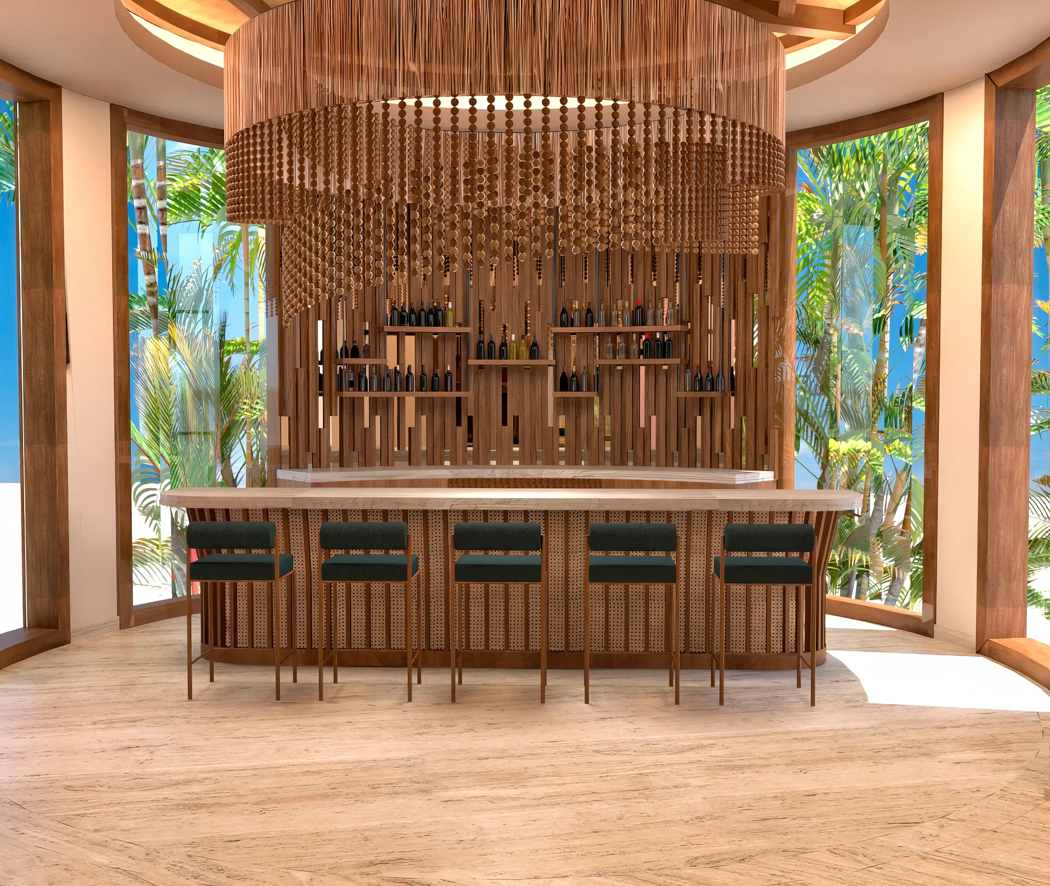 Elegant Preferred Lounge bar with premium spirits at Secrets Maroma Beach Riviera Cancun.